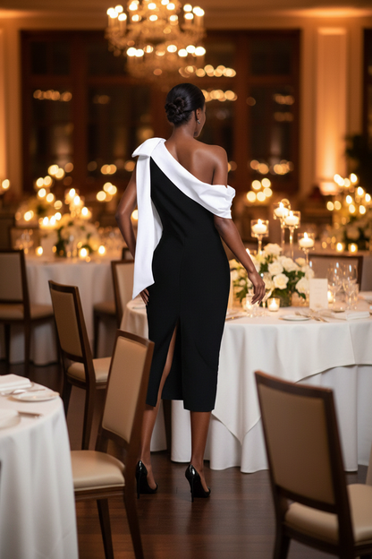 Women's Slim-fit Oblique Shoulder Bandage Niche Dress