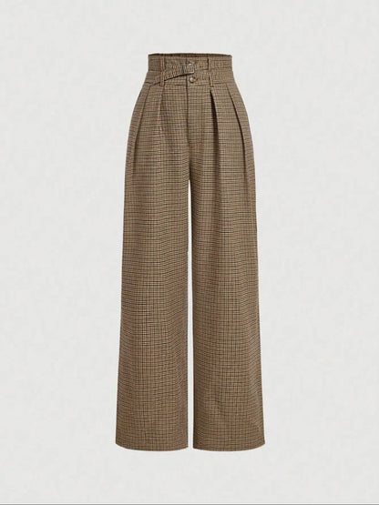 Retro Plaid Wide-Leg Cargo Pants