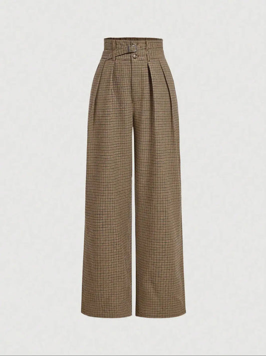 Retro Plaid Wide-Leg Cargo Pants