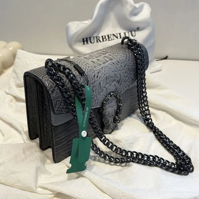 Crocodile Chain Shoulder Bag