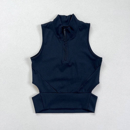 Women’s Ribbed Zip Crop Top