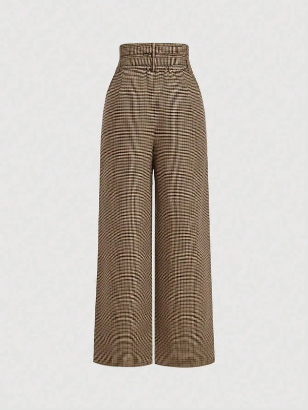Retro Plaid Wide-Leg Cargo Pants