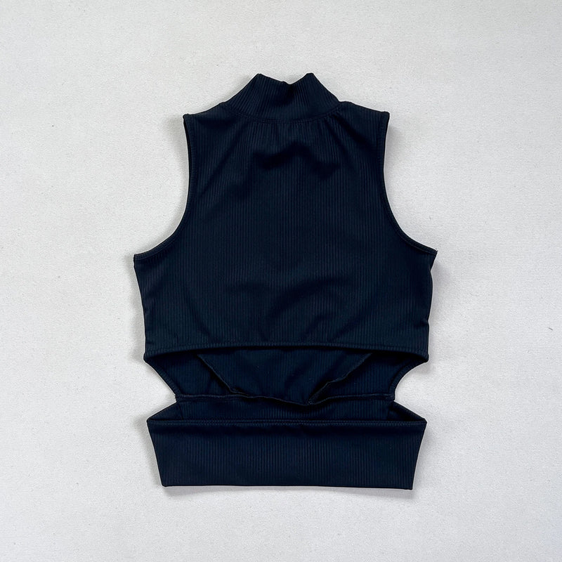 Women’s Ribbed Zip Crop Top