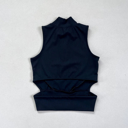 Women’s Ribbed Zip Crop Top
