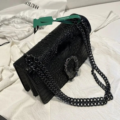 Crocodile Chain Shoulder Bag