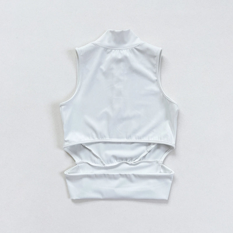 Women’s Ribbed Zip Crop Top