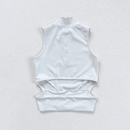 Women’s Ribbed Zip Crop Top