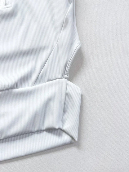 Women’s Ribbed Zip Crop Top