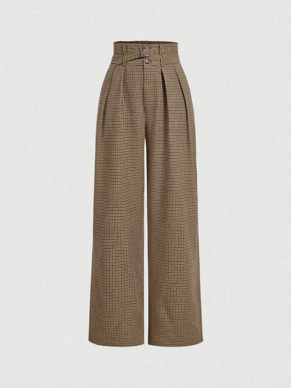 Retro Plaid Wide-Leg Cargo Pants
